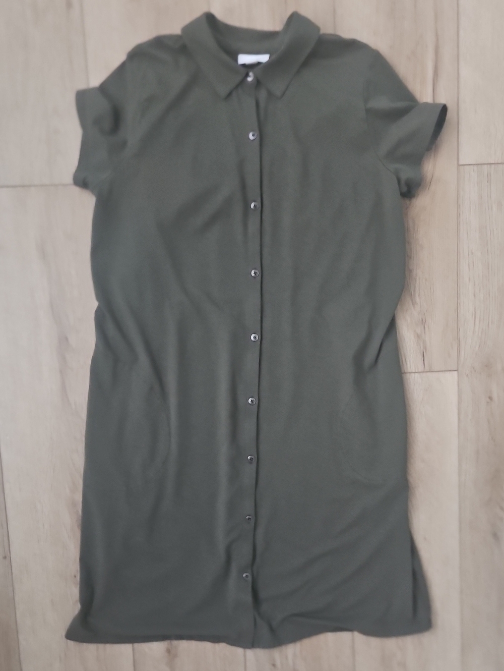 J. Jill Olive Army Green Button Collared Button Dress Pima Cotton Modal Pockets